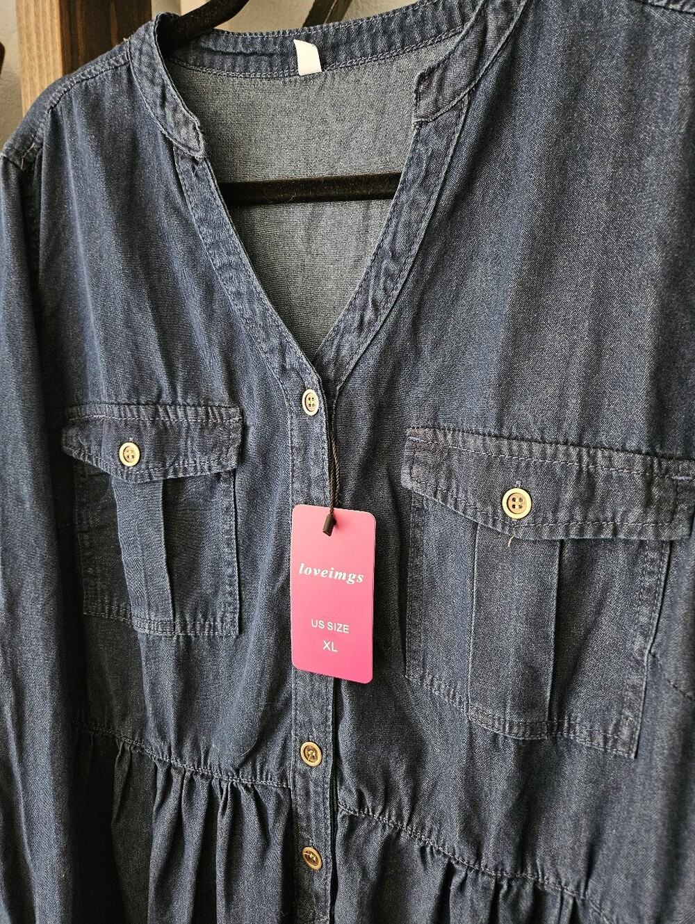 NWT Oversized Loveimgs Blue Denim Long Sleeve Midi Dress XL - Picture 2 of 5